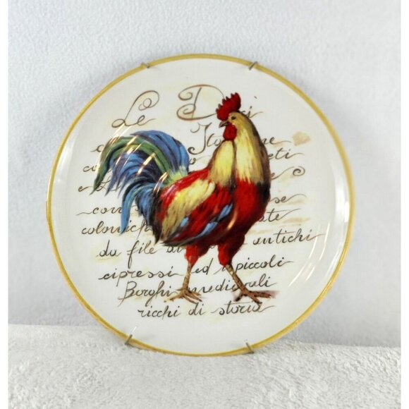 Decorative Plate Rooster Ceramica Cuore Italy 9" Ceramic Kitchen Decor Platter - Picture 2 of 9